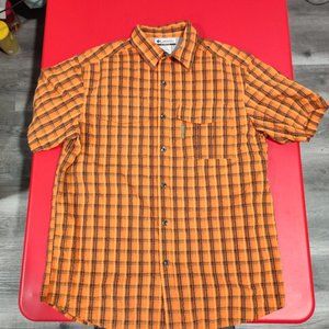 Columbia sportswear button down shirt orange plaid men's size M